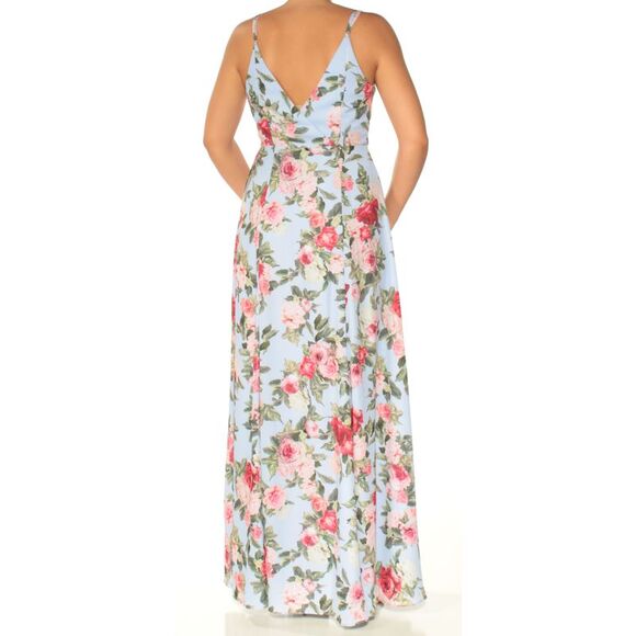 FAME AND PARTNERS Womens Light Blue Spaghetti Strap Full-Length Formal Dress 6 - Picture 4 of 4